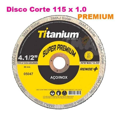 Imagem 1 de 4 de Kit 50 Disco Corte Fino Inox 4.1/2x1,0 Esmerilhadeira 115mm