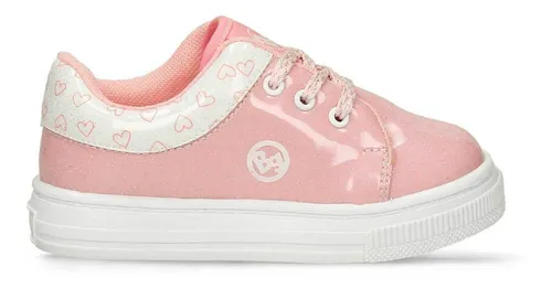 Tenis Casuales Blanco-Palo De Rosa Bubblegummers Prima Niña