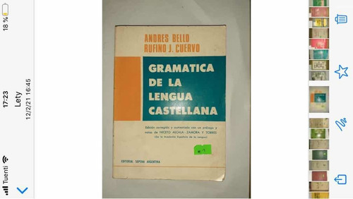 Gramática De La Lengua Castellana Bello