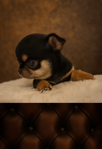 Chihuahua Gordo Bombón Único Negro Y Fuego