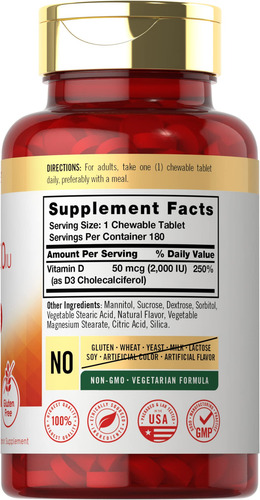 Suplemento Carlyle De Vitamina D3 Mastigável 2000 Ui (50mcg)
