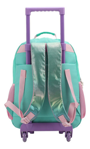 Mochila Carro Muaa Estrella 18 PuLG Escolar Niña Infantil Color Agua Diseño De La Tela Liso