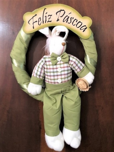 Imagem 3 de 7 de Guirlanda De Porta Coelho - Pascoa - 55cm