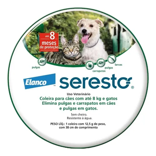 Coleira Seresto Cães/gatos Até 8k Larvas Pulgas Carrapatos