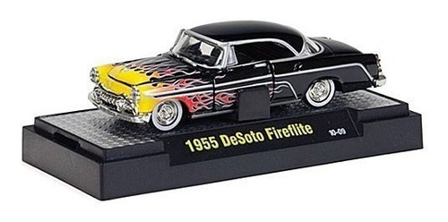 Coche Desoto Fireflite 1955, Negro Con Llamas, Escala 1:64.