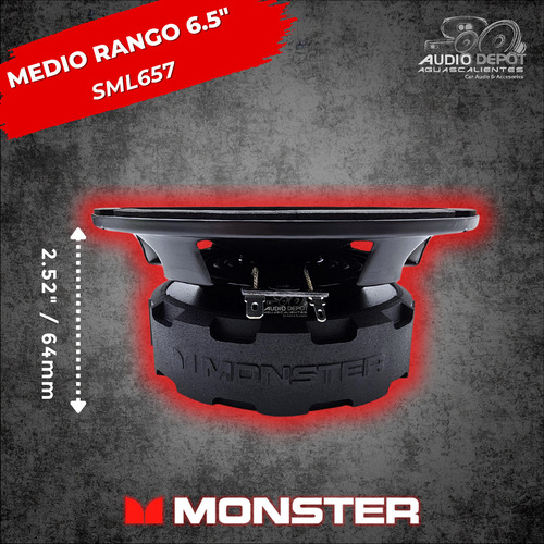 Par Medio Rango Monster Auto 6.5 Sml657 8ohm 800w Max Color Negro