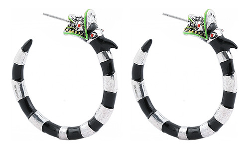 Argollas Beetlejuice Aretes Tim Burton Moda Gótica Rock Punk