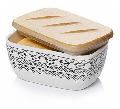 Dowan Butter Dish With Lid, Ceramic Covered Butter Holder, W