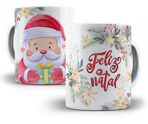 Caneca Natal Papai Noel Porcelana Personalizada Modelo 1