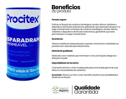 Esparadrapo Impermeável Procitex Cremer 10cm X 4,5m 1 Un.