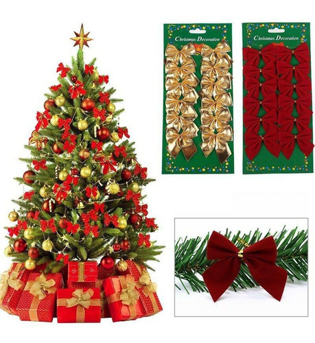 Cartela Com 12 Laços Enfeite Para Árvore De Natal. | MercadoLivre
