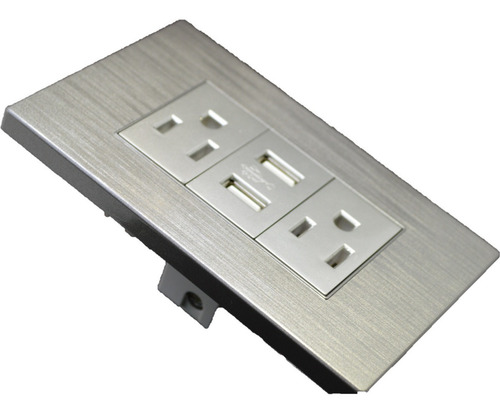 Imagen 3 de 4 de Contacto Duplex Y Usb Con Placa Color Gris