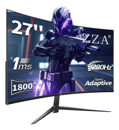 Monitor De Juego Curvo Zza 27, Soporte De 240hz, Hasta 280hz