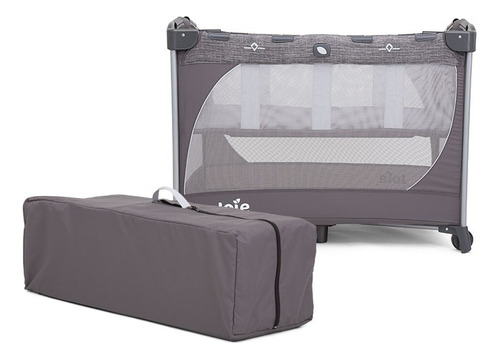 Cuna Practicuna Plegable Bebé Joie Commuter Change & Snooze Color Linen Gray Diseño De La Tela Gris