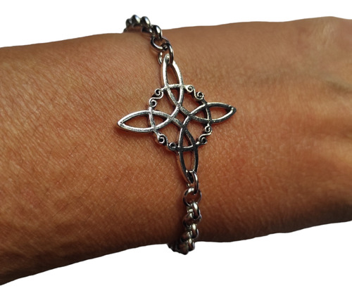 Pulsera Acero Con  Nudo De Luz De Brujas Protección 