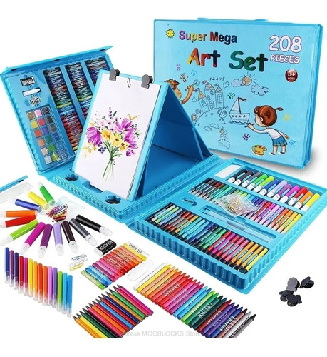 Imagen 8 de 9 de Set De Arte - Kit Dibujo 208 Piezas Para Niños