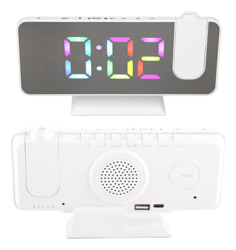 Reloj Despertador Digital Rgb Con Espejo Ajustable