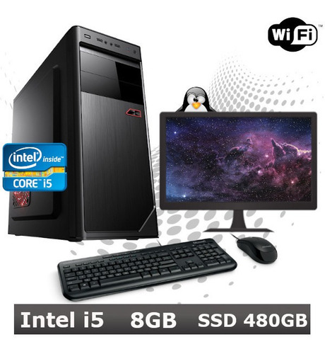 Imagem 3 de 5 de Desktop I5 2400 8gb Ssd 480gb Monitor 21 + Kit + Wifi Dvd Cx