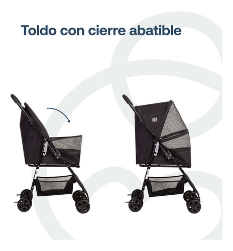 Coche Mascota Plegable Light Perro Gato Negro Beepet Bebesit
