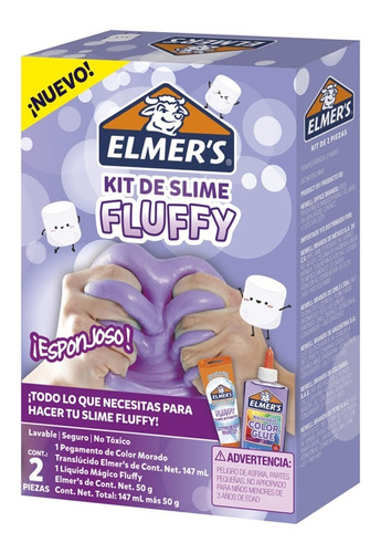 Imagen 1 de 7 de Kit Slime Fluffy Juguete Para Niños Niñas Elmer's 147ml
