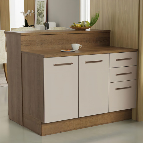 Isla Cocina Con Encimera Y Mostrador Madesa Ágata 120cm Mc Color Marrón/Crema