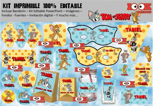 Kit Imprimible Candybar Tom Y Jerry 100% Editable Powerpoint