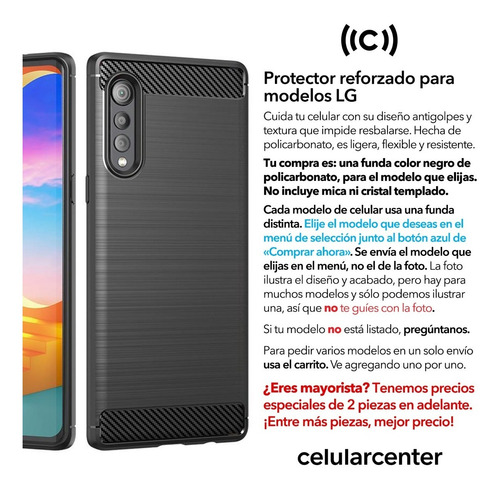 Funda Mayoreo LG Velvet K62 K61 K52 K42 V30 V40 Q6 Q7 G6 G7