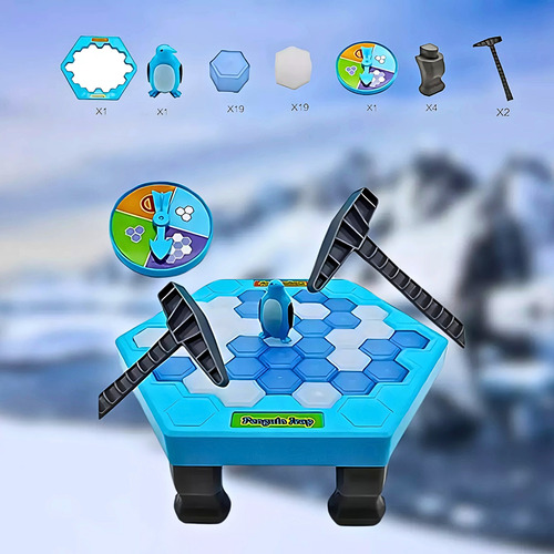 Juego Del Pingüino De Mesa Rompe Hielos En Bloque De Hielo