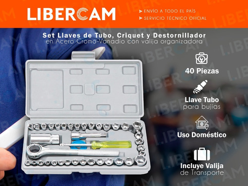 Juego De Llaves Combinadas Tubo Herramientas 40pza Valija
