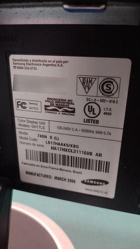 Monitor Samsung 74on S (l) Gris (Usado)