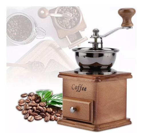 Molino Manual Portatil Para Cafe Manivela Ajustable Acero