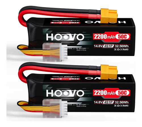 Hoovo 4s 14.8v 2200mah 50c Lipo Bateria Hard Case Pack Con X