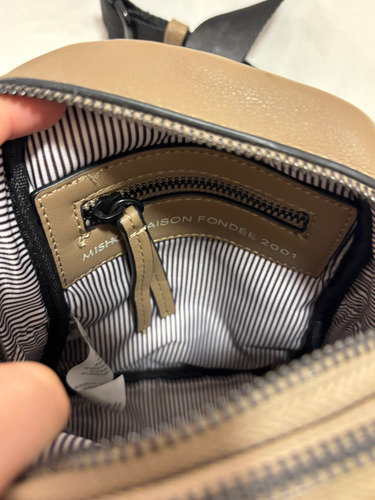 Cartera Mishka Poco Uso Excelente Estado Marrón Claro Negro (Usado)