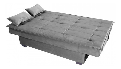 Sofá Cama 3 Lugares Esmeralda Reclinável Veludo Light/cinza Cor Cinza