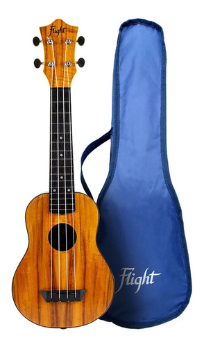 Flight Tus55 Acacia Ukulele Soprano Plástico Abs Con Funda Color Naranja