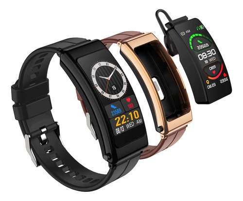 Negro: Pulsera Inteligente Bluetooth Y Auriculares Inalámbricos