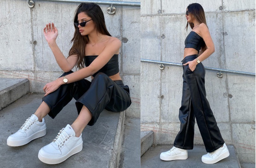 Imagen 3 de 7 de Zapatillas Urbanas De Mujer De Cuero Cordones Clave -ferraro