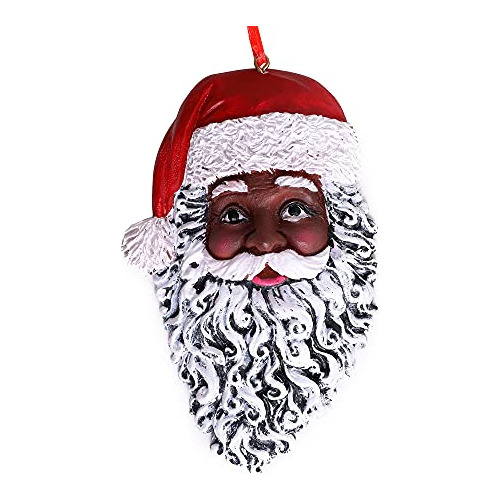 Adorno De Cabeza De Papá Noel Americano Negro Afroamer...