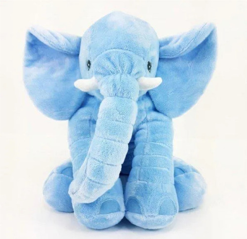 Imagem 1 de 2 de Elefante Pelúcia  Travesseiro Bebê Recém Nascido Azul