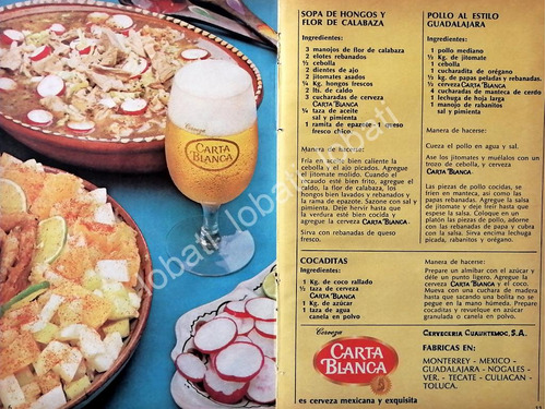 Cartel Retro  Promocional Cerveza Carta Blanca 1960s 172