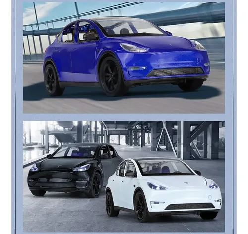 2024 Tesla Model Y Awd Miniatura Metal Carro Com Luzes E Som