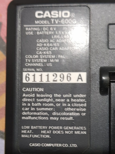 Tv Lcd Casio Tv-600 Analógica
