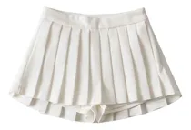 Comprar Falda Tableada Blanco Mini Casual Corta Plisada