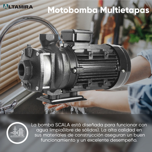 Motobomba Multietapas Horizontal Altamira Scala200-2/3234 / 4 Hp 3kw De Potencia Y 3 X 230/460 (trifásico) / Motobomba Multietapas De Superficie Para Agua Limpia