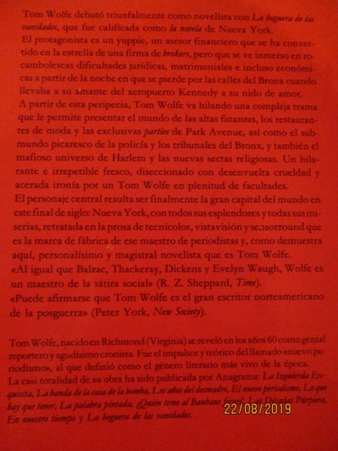 Imagen 7 de 7 de Tom Wolfe - La Hoguera De Las Vanidades