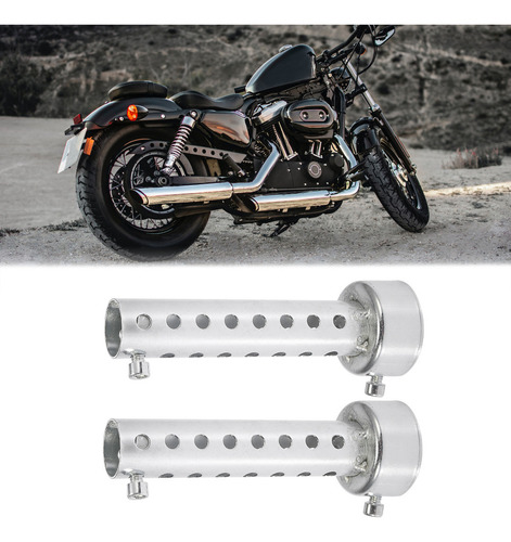 2 Silenciador Escapamento Universal Motocicleta Prata 45mm