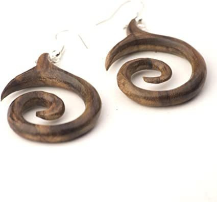 81stgeneration Aretes De Madera Hechos A Mano En Espiral