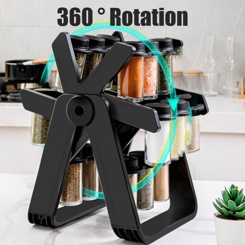 Porta Especiero Giratorio 18 Frascos Vidrio 100 Ml Cocina