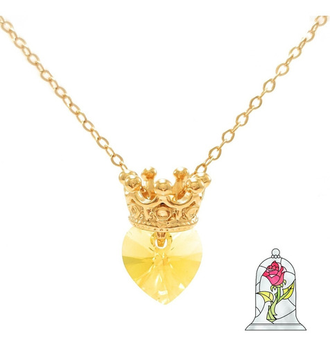 Collar Princesas - Disney - Corona - Chapa De Oro Premium