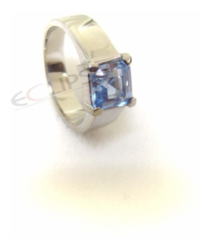 Anillo De Acero Inoxidable Con Zirconia Azul